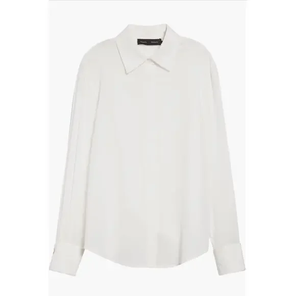 Proenza Schouler Arabella Silk Button Up Shirt in White 2 - Picture 6 of 6
